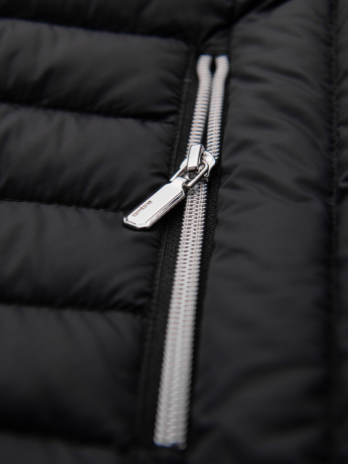 Ultralight men's natural down jacket with stowable pouch - black V1 OM-JALP-0211