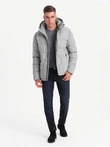 Men's lightweight jacket with mesh lining and hood - grey V3 OM-JAHP-0203