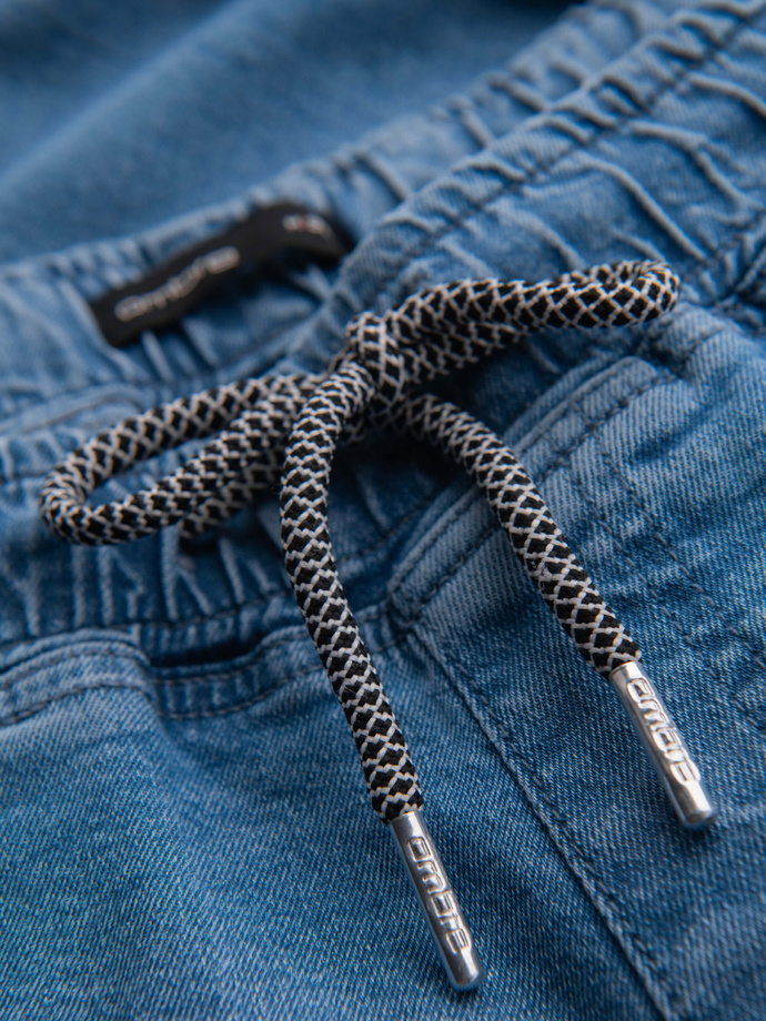 Pánské džínové šortky s ohrnutou nohavicí - světle modré V1 OM-SRDS-0161