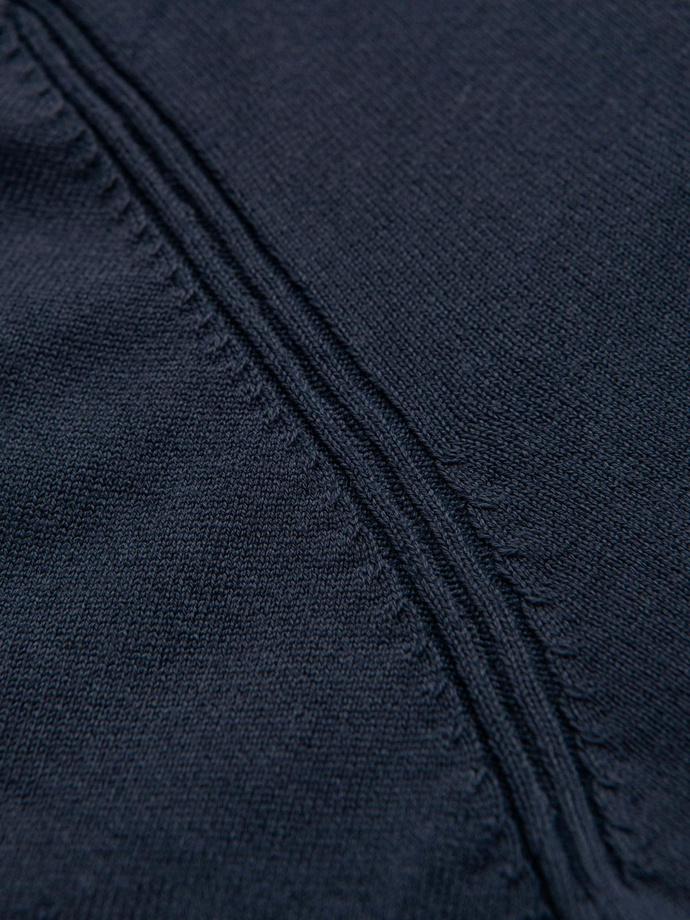 Men's sweater with viscose and spread neckline - navy blue V4 OM-SWZS-0124