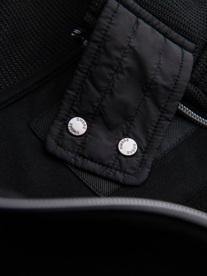 Men's jacket with high collar and fleece interior - black V1 OM-JANP-0154