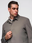 Men's insulated coat with hood and concealed zipper - black V1 OM-COWC-0110