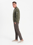Men's quilted bomber jacket - dark olive green V3 OM-JALP-0141