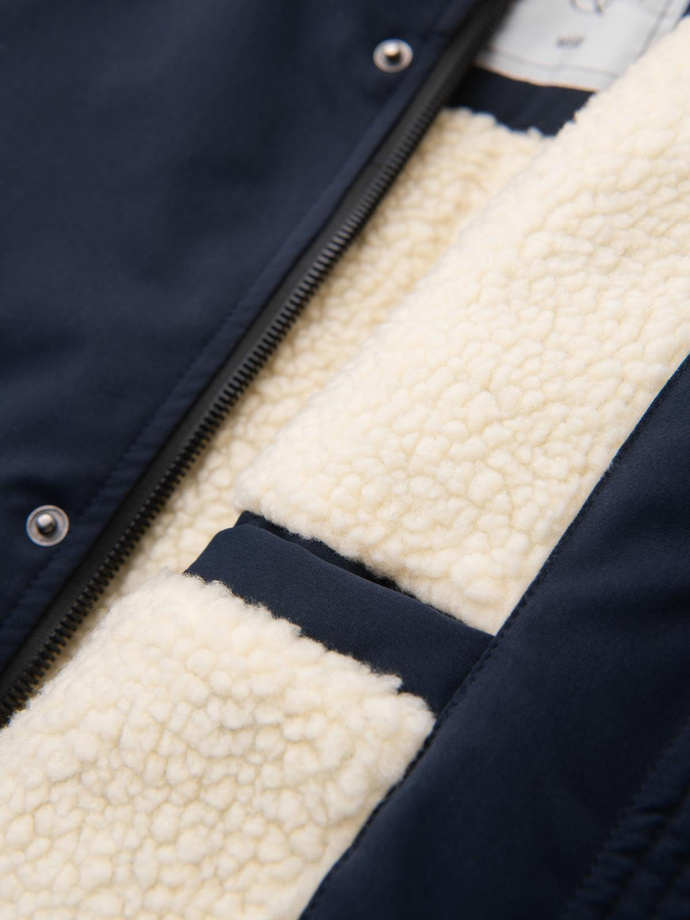 Warmed quilted men's jacket with raglan sleeves - extinguished purple V6 OM-JAHP-0302