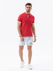 Men's collarless polo t-shirt - red V2 S1381