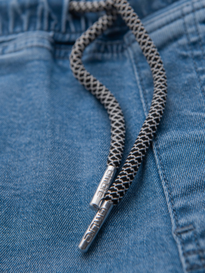 Pantaloni scurți casual pentru bărbați SLIM FIT jacquard knit - albastru marin V1 OM-SRCS-0168