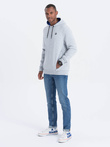 Men's hoodie with zippered pocket - gray melange V5 OM-SSNZ-22FW-006
