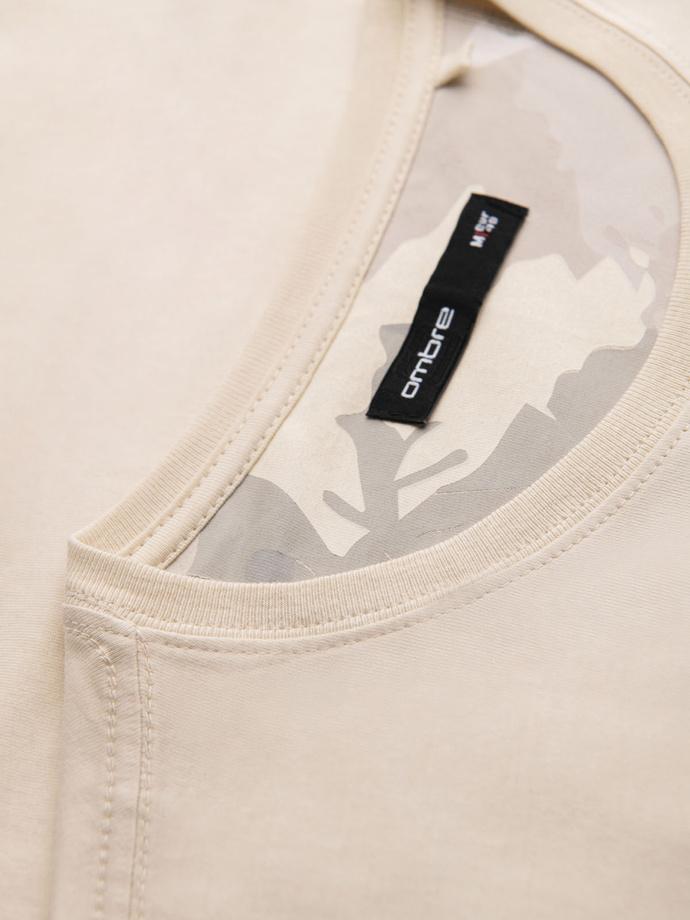 Tricou bărbătesc din bumbac cu buzunar imprimat - turcoaz V1 OM-TSPT-0228