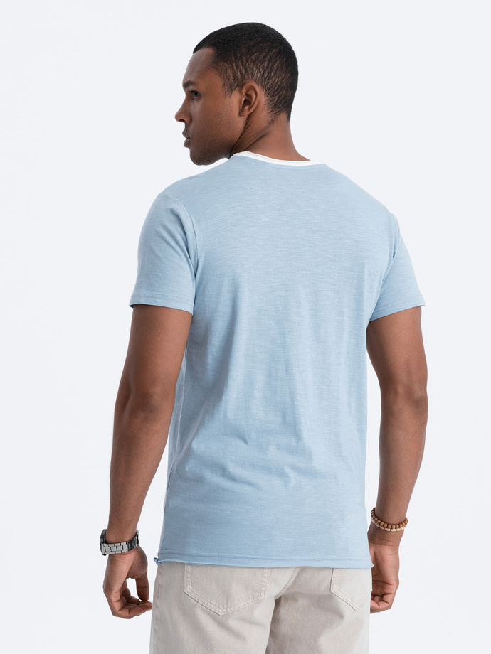 Men's T-shirt with raw finish - blue V4 OM-TSCT-22SS-004