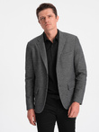 Men's blazer with elbow patches - black V5 OM-BLZB-0108