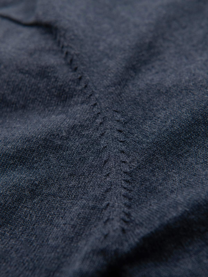 BASIC men's viscose classic sweater with round neckline - navy blue melange V16 OM-SWBS-0106