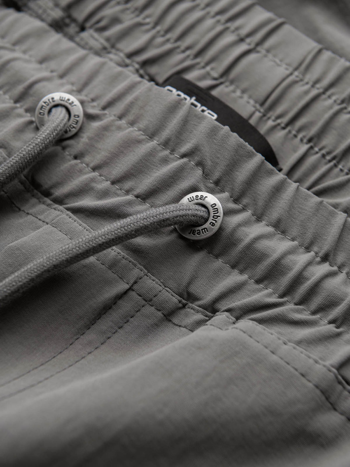 Men's jogger pants with cargo pockets and print - gray V4 OM-PAJO-0200