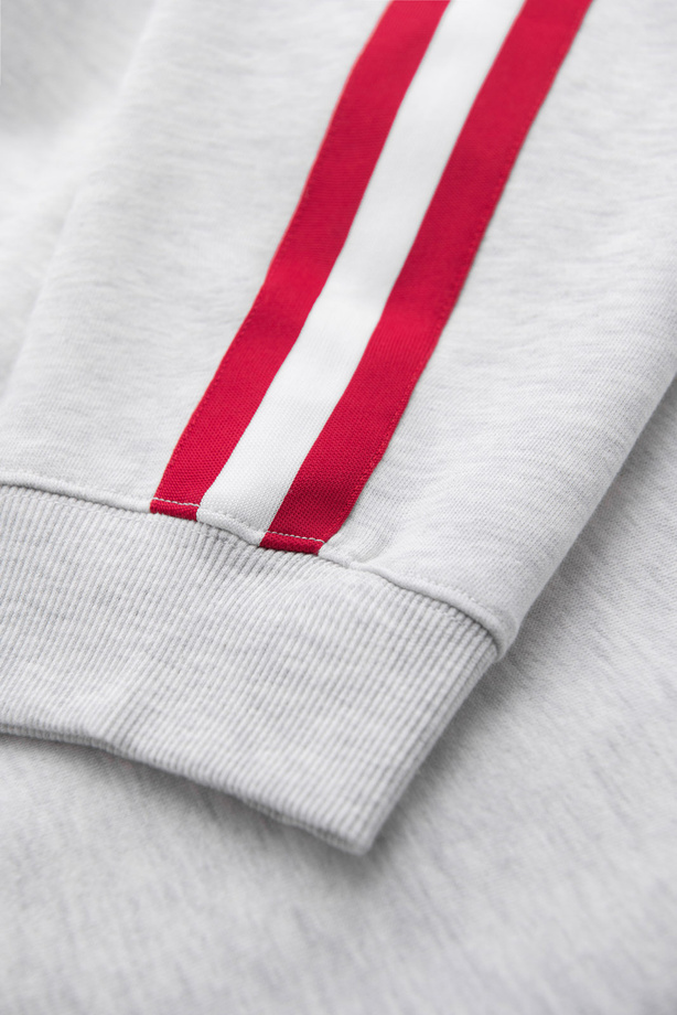 Vyriškos sportinės kelnės su apvadais ir briaunomis ant kojų - pilkas melanžas V1 OM-PASK-0258