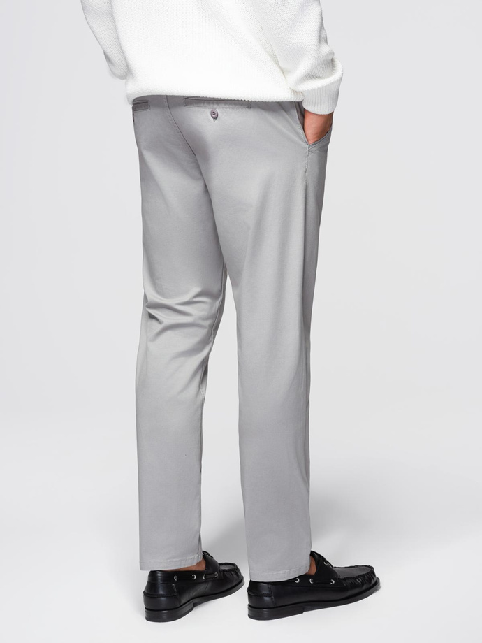 Men's chino pants with decorative waistband - gray V6 OM-PACP-0118