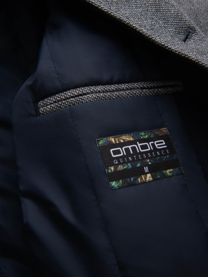 Men's melange long coat with hood - grey V1 OM-COWC-0122