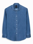 Men's denim shirt with lyocell and embroidery on the chest - blue V2 OM-SHDS-0180