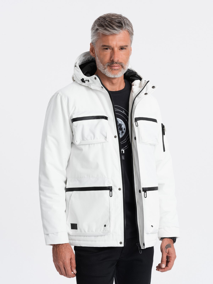 Men's winter quilted jacket - white C450