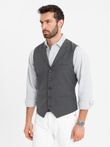 Men's suit vest with collar - graphite V2 OM-BLZV-0109