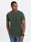 Tricou casual bărbătesc cu buzunar peticit - verde-oliv închis V4 OM-TSCT-0109