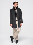 Unbuttoned men's wool blend coat - graphite V2 OM-COWC-0121