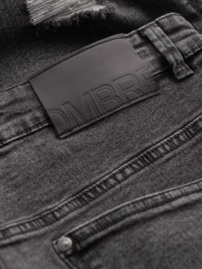 Pantaloni din denim TAPER FIT pentru bărbați cu frecare - grafit V3 OM-PADP-0163