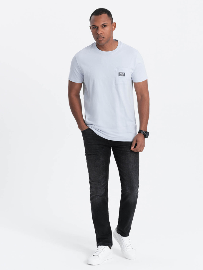 Pánske tričko na voľný čas s vreckom - modré V9 OM-TSCT-0109