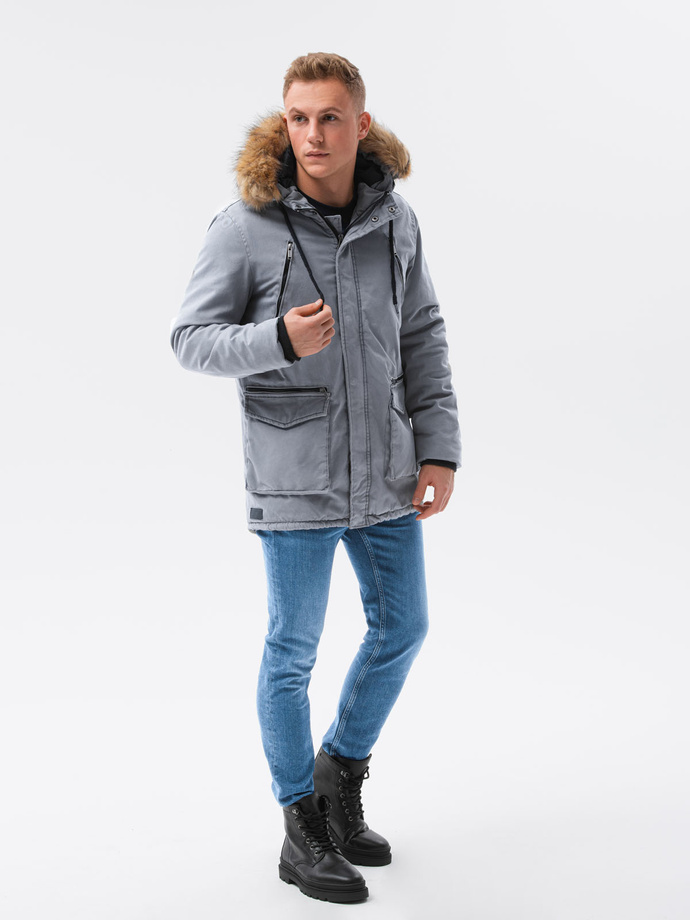 Men's winter jacket - grey C512