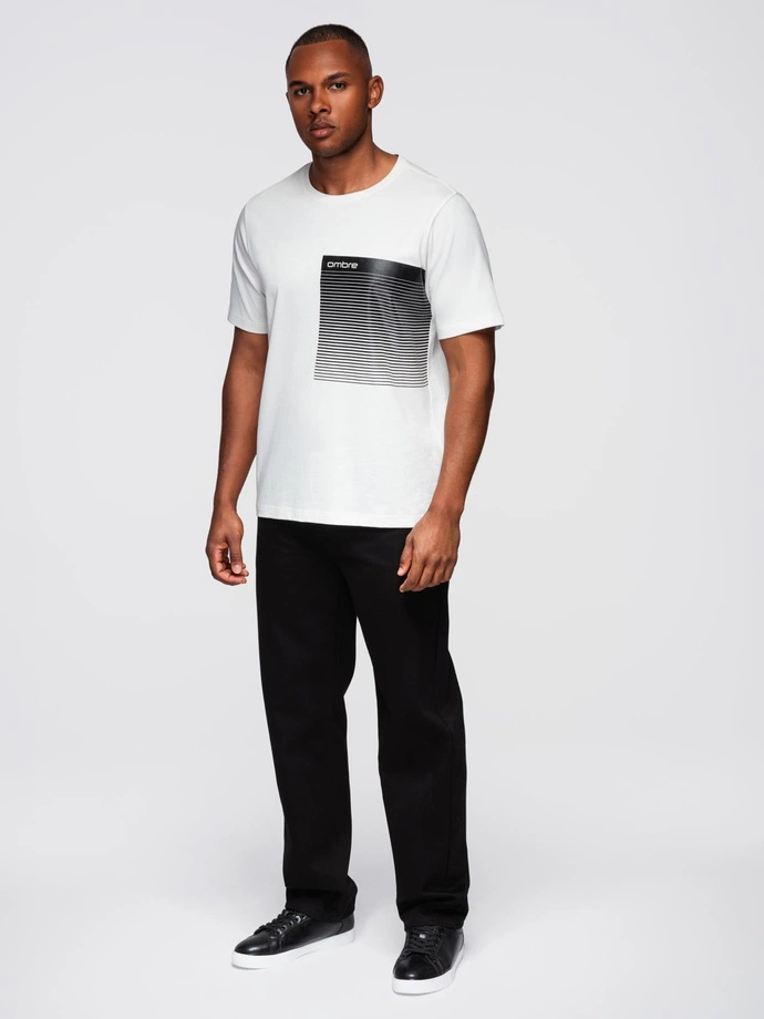 Men's cotton t-shirt with graphic print - white V1 OM-TSPT-0246
