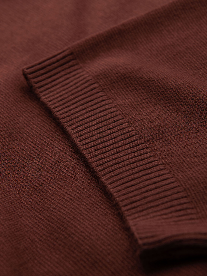 Men's classic knitted shirt with ribbed cuffs - warm brown V4 OM-TSCT-0252