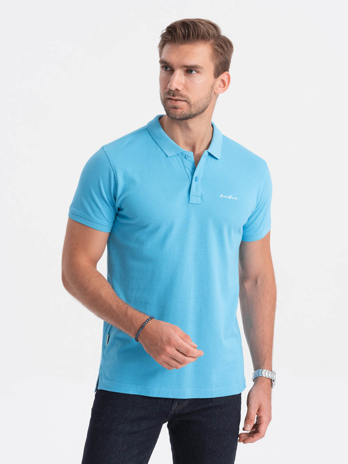 Pique knit polo shirt - blue V3 S1746