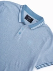 Tricou polo melange pentru bărbați cu guler contrastant - albastru V3 S1618