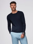 Classic men's sweater with round neckline - navy blue V9 OM-SWBS-0106