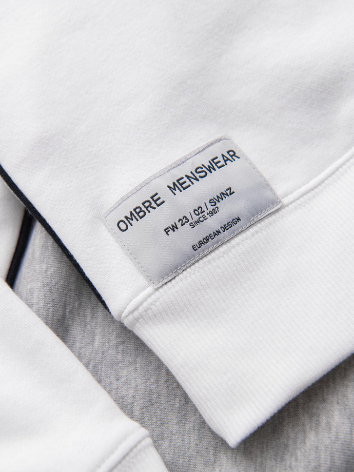 Men's OVERSIZE sweatshirt with contrasting color combination - white and gray V1 OM-SSNZ-0130