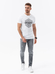 Men's printed cotton t-shirt - white V1 S1753