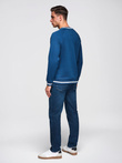 Men's raglan sleeve sweatshirt with contrasting details - dark blue V1 OM-SSNZ-0244
