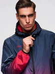 Men's sports jacket with reflectors - navy blue and red V3 OM-JANP-0105