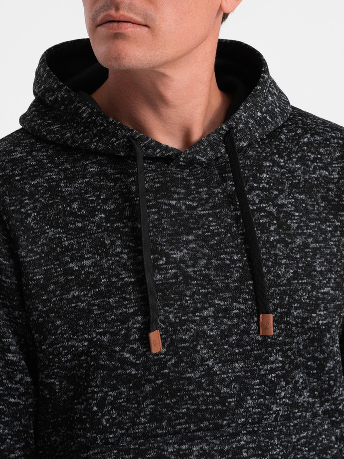 Men's non-stretch kangaroo hooded sweatshirt - graphite melange V2 B1675