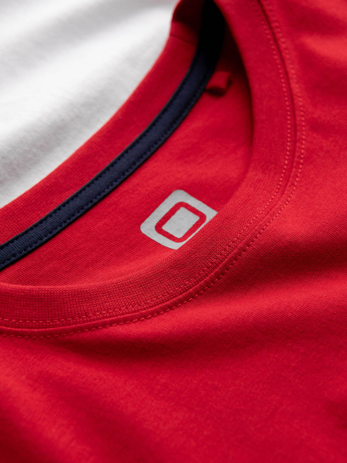 Men's two-tone cotton T-shirt - red and white V6 S1619