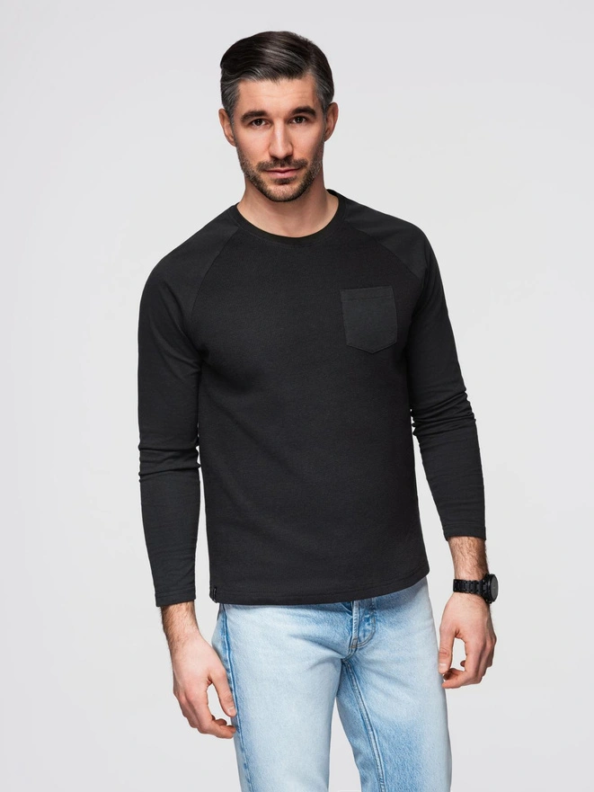 Men's longsleeve with "waffle" texture - black V4 OM-LSCL-0109