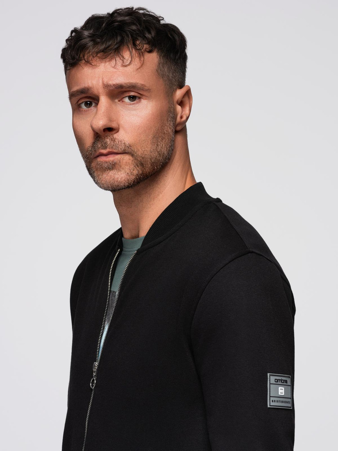 Hanorac bomber din bumbac elastic pentru bărbați - negru V5 OM-SSZP-0215