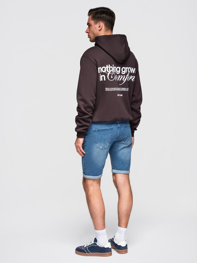 Pantaloni scurți casual pentru bărbați SLIM FIT jacquard knit - albastru marin V1 OM-SRCS-0168