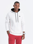 Men's hoodie with zippered pocket - white V3 OM-SSNZ-22FW-006
