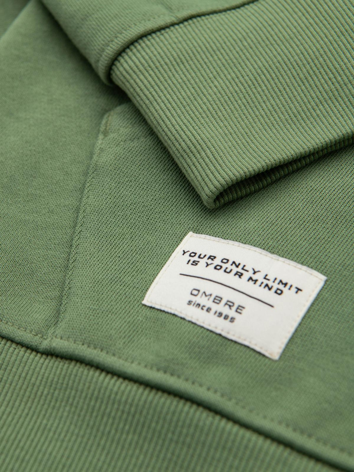 Vyriškas BASIC džemperis su gobtuvu ir užtrauktuku - žalias V3 OM-SSBZ-0178
