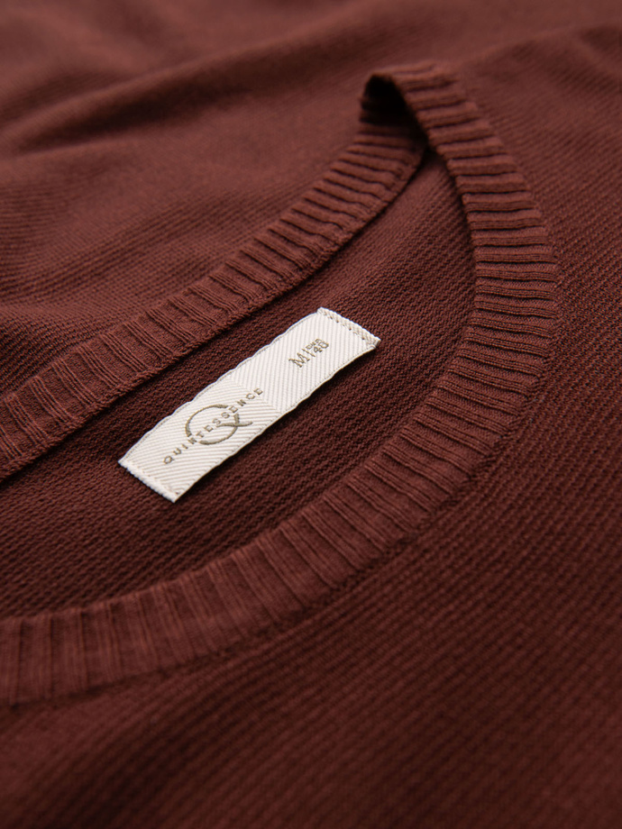 Men's classic knitted shirt with ribbed cuffs - warm brown V4 OM-TSCT-0252