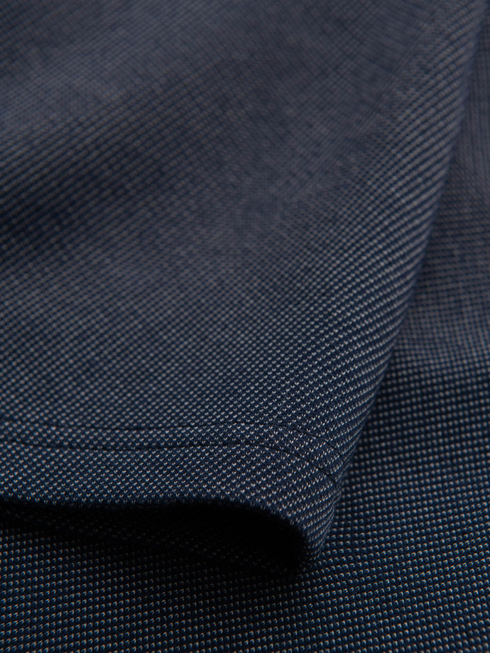 Casual men's SLIM FIT jacquard knit shorts - navy blue V1 OM-SRCS-0168