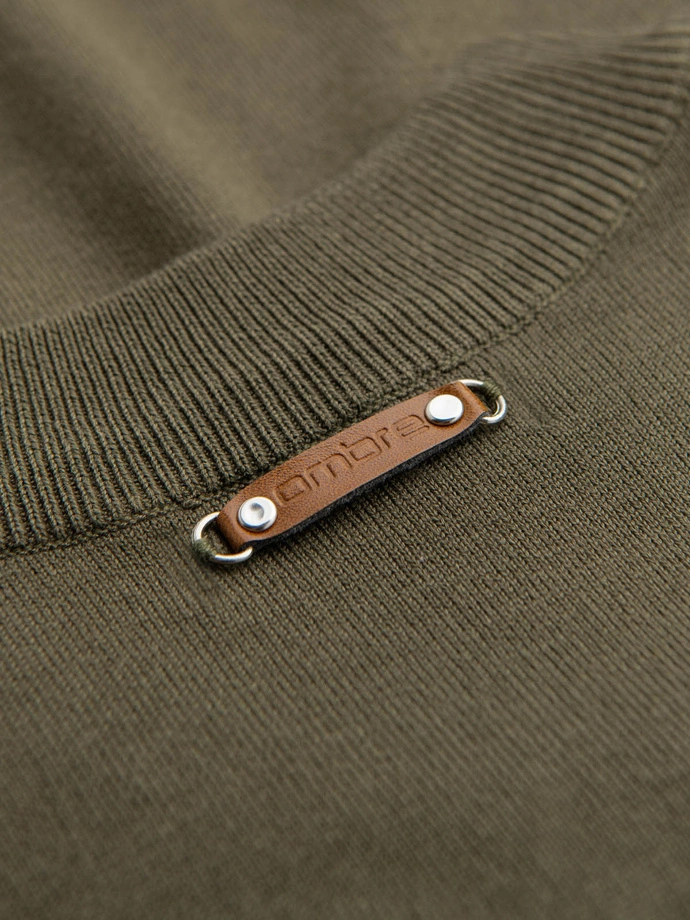 Men's sweater with viscose and spread neckline - olive V1 OM-SWZS-0124