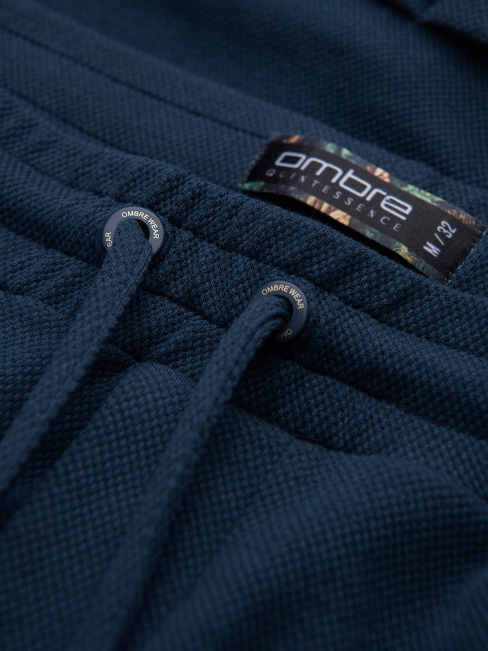 Pánske pletené šortky s elastickým pásom - tmavomodré V1 OM-SRCS-0107