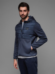 Jachetă sport ușoară colorată pentru bărbați cu fleece - maro și bleumarin V1 OM-JANP-0194