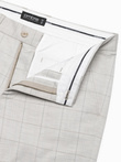 Men's pants with a classic cut in a delicate check - beige V1 OM-PACP-0187
