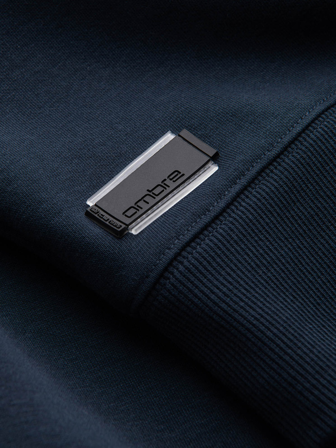 BASIC pánska bavlnená mikina - tmavomodrá V1 OM-SSBN-0159